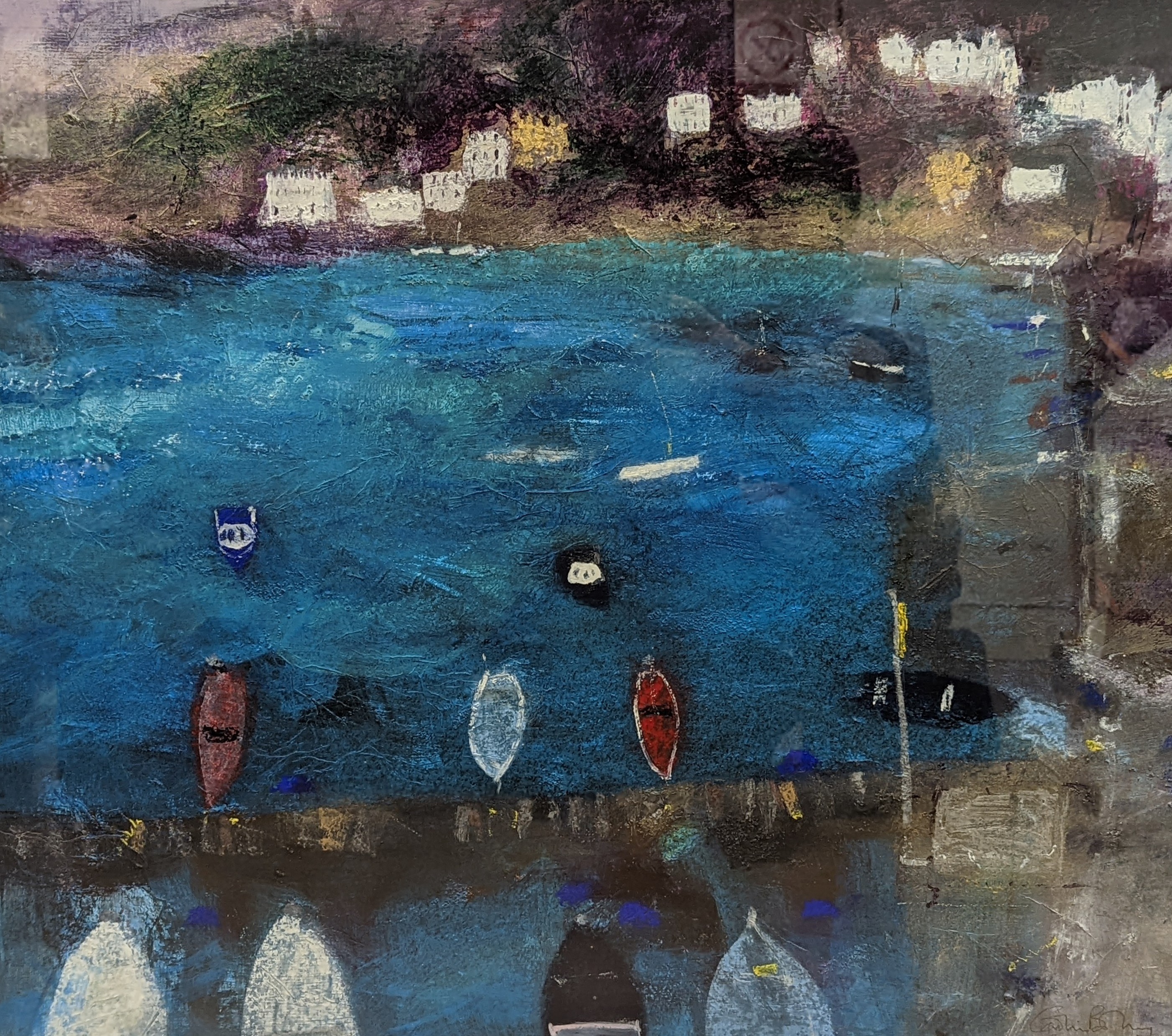 Caroline Bailey (1953-), mixed media, Windy Day, Dartmouth, signed, 65 x 76cm